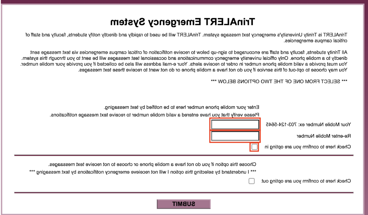 TrinALERT紧急系统对话框的截图